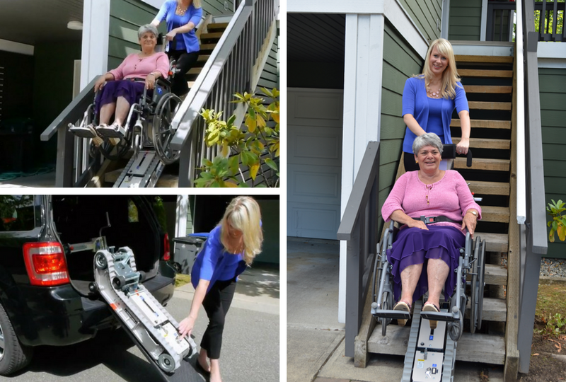 Lady On Stairs Using Stair-Trac